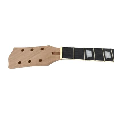 22 fret electric guitar neck 24.75 inch Mahogany wood Rosewood Fretboard white trapezoid inlay Unfinished image 2