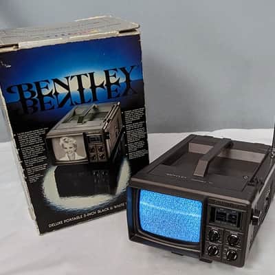 Vintage Bentley 100 Deluxe Portable 5" Inch Black & White TV - UHF VHF - Tested & WORKING image 1