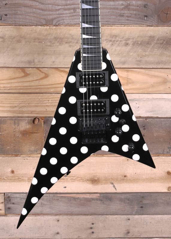 Jackson Custom Shop Randy Rhodes Electric Guitar Black w/ White Polka Dots & Case image 1