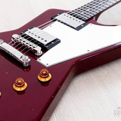1998 Gibson Explorer '76 Vintage Reissue Clapton Cut Mod Wine Red w/ Case image 6