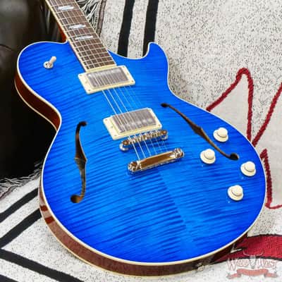 Collings SoCo Deluxe Premium Flame Maple Top Rosewood Fingerboard Lollar Low Wind Imperial Humbuckers Sapphire Blue image 8