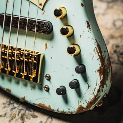 Xotic XJ-1T 5 String Heavy Aged-Sonic Blue (Custom Color) w/Gold