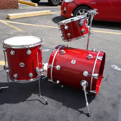 DW USA Collectors Series 3pc Pure Cherry Wood Bop Shell Pack - Candy Apple Red Lacquer Custom | 12", 14", 18" image 7