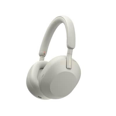 Sony WH-1000XM5 Wireless Noise Canceling Over-Ear Headphones (Silver) with Knox Gear 4-Port USB 3.0 Hub and Alloy Headphone Stand Bundle (3 Items) image 2