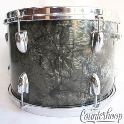 Slingerland 13x9" 60s Black Diamond Pearl Tom Drum Chrome Brass COB Rims BDP USA image 1