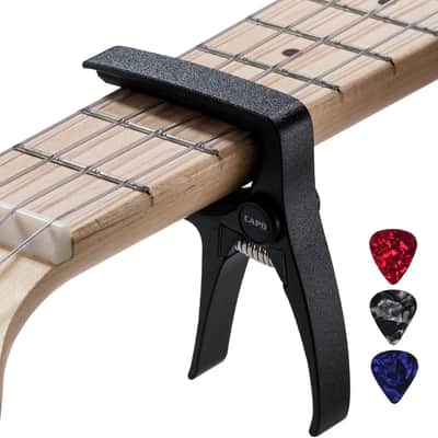 Mini 4 String Guitar Capo, Professional Ukulele Capo for Soprano Tenor Concert Ukuleles Banjos Mandolin(BLACK) image 1