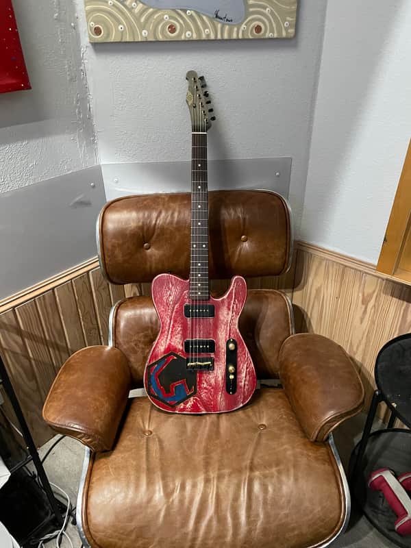 RS Guitarworks Paulowina tele custom made for matco tools. one off featherlite - see through red image 1