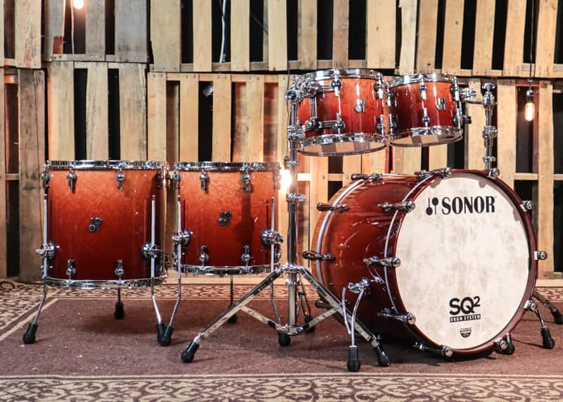 Sonor SQ2 Medium Maple Birdseye Sunburst Fade High Gloss Drum Set - 17x22,8x10,9x12,14x14,16x16 image 1