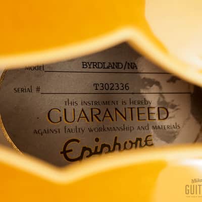 2003 Epiphone Elitist Byrdland Archtop, Near-Mint w/ Open Book Headstock, USA Pickups, Case & Tags, Japan Terada image 6