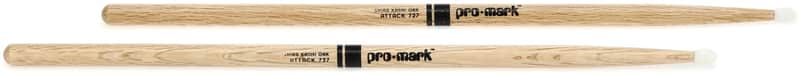 Promark Classic Attack Drumsticks - Shira Kashi Oak 727  Nylon Tip (3-pack) Bundle image 1
