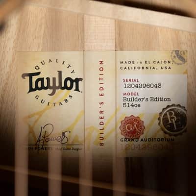 Taylor Next Generation Builder's Edition 514ce Grand Auditorium Acoustic/Electric Guitar - Natural with Hardshell Case image 17