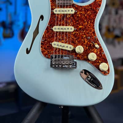 Fender American Professional II Thinline Stratocaster Transparent Daphne Blue Auth Deal Free Ship! 479 GET PLEK’D! image 2