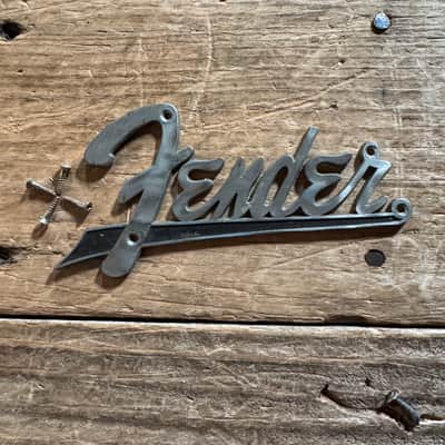 Fender Amplifier Logo Flat Brown and White amps With Screws 1960 1961 1962 1963 image 4