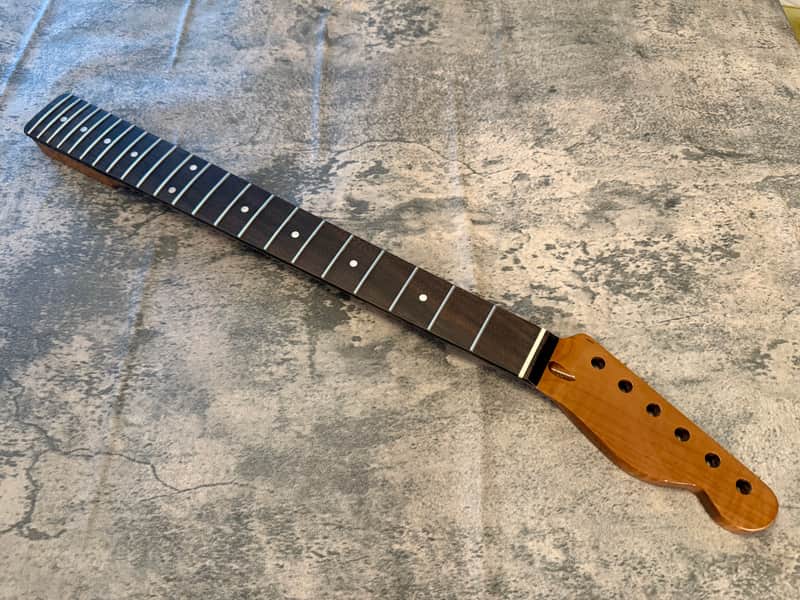 BMC Guitar Neck Tele® Telecaster® 22 Fret Roasted Flame Maple With Rosewood Fingerboard Rounded Fret Ends - 9.5 Radius 22 Fret. (TN105) image 1