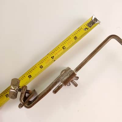 Ludwig Cymbal 1/4"Rod L-Arm Vintage 30s Nickel Clamp-On Bass Drum Hoop Mount USA image 5
