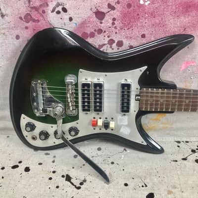 Vintage Teisco K-3L Sharkfin Circa 1960's Dark Greenburst Needs TLC & Repair K3-L image 4