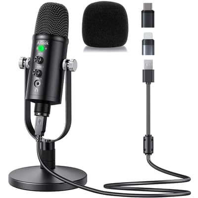 Aveek USB Condenser Microphone for PC, Mac, Laptop, Studio Recording, Streaming Broadcast, and Gaming with Mute and Echo Features image 1