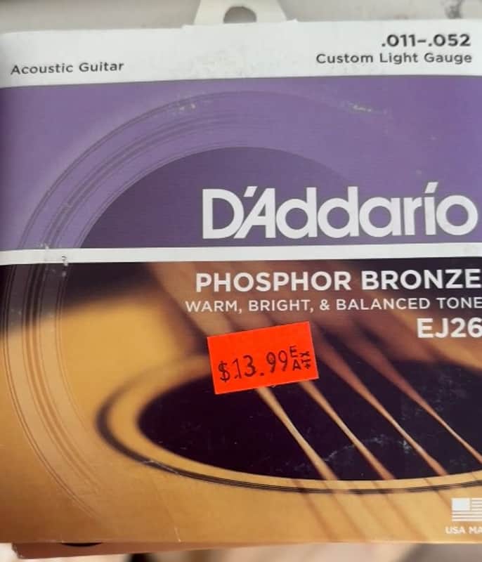 D'Addario EJ26 Phosphor Bronze 11-52 Custom Light Gauge Acoustic Guitar Strings image 1