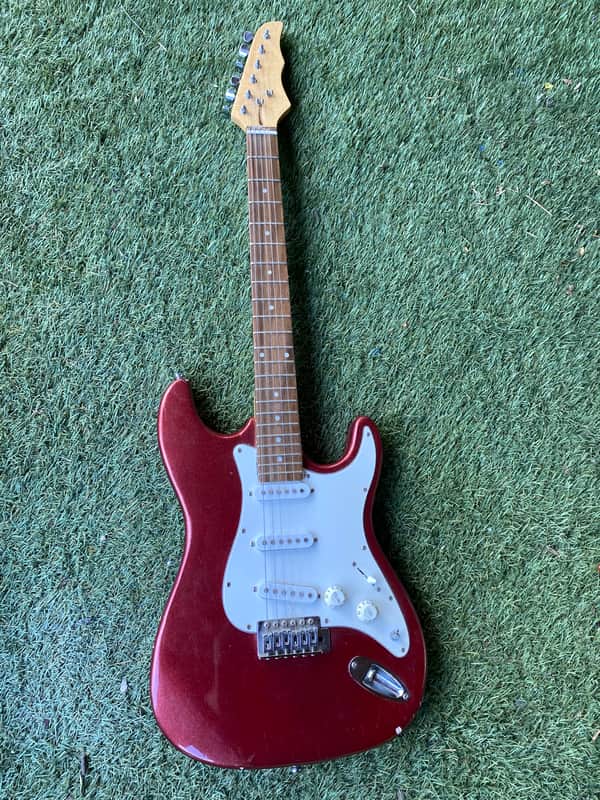 Unbranded Six Flags Strat style - Burgundy Electric Guitar Maroon Custom Stratocaster SSS image 1