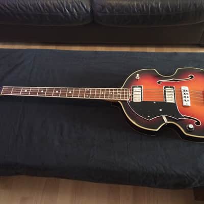 Left Handed Eko 1960s Violin Bass Guitar Sunburst Short Scale Very Rare Headstock! image 5