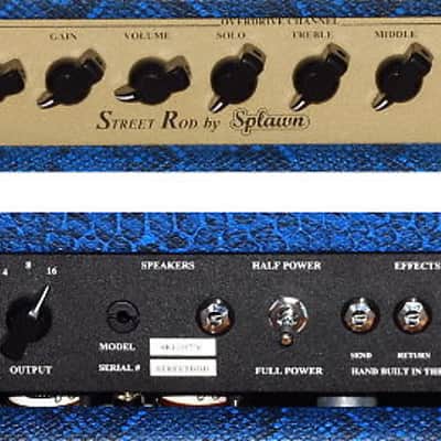 Splawn Street Rod 40 W Combo Amplifier Celestion Creamback Upgrade Blue Python Tolex, Black Grille Cloth, Knobs, Gold Control Panel & Piping New! image 4