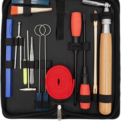 Piano Tuning Kit, Professional 16 pcs Piano Tuner Tools Including Tune Hammer Lever Felt, Mutes, Fork,Tuning Wrench,Temperament Strip,Piano Repairing Accessories image 1