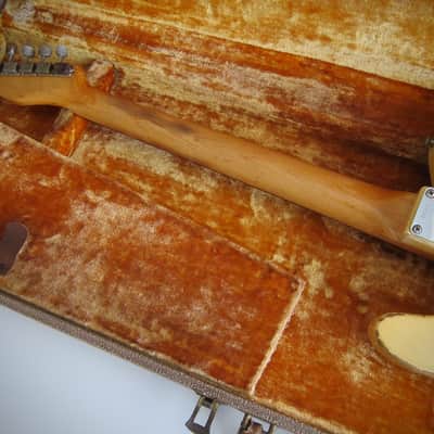 Fender "Esquire" Spanish Electric Solid Body Electric Guitar Original Brown Case Circa-1960-Blonde Lacquer Ash Body image 12