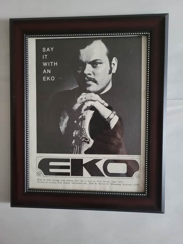 1969 Eko Guitars Promotional Ad Framed Lee Burrows Original Original image 1
