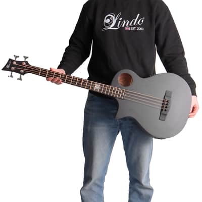 Lindo Left Handed Neptune V3 Short Scale (30") Electro Acoustic Bass Guitar & Premium HARD CASE - Matte Black image 6