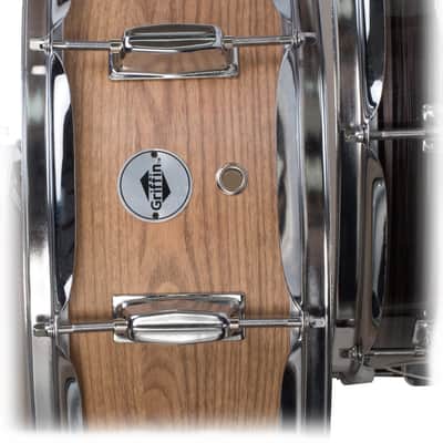 GRIFFIN Snare Drum - 14" x 5.5 Oak Wood Poplar Shell Percussion Head Key Kit Set image 5