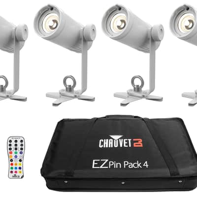 Chauvet DJ Ezpin Pack 4 EZpin Pin Spot Light Fixtures+Remote+Case+(4) O Clamps image 2