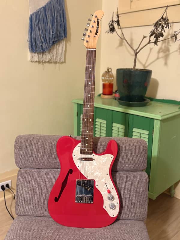 Fernandes TE-3 Telecaster Thinline Red modded MIJ Japan image 1