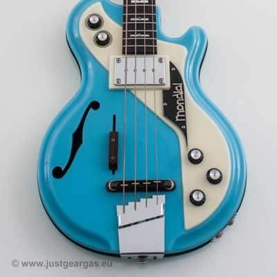 Italia Mondial Classic Bass, Italia blue, semi-hollow, Piezo Bridge , Resoglass top, made in Korea image 3
