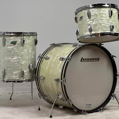Ludwig 22/13/14/16" 70's 3-ply Drum Set - White Marine Pearl image 3