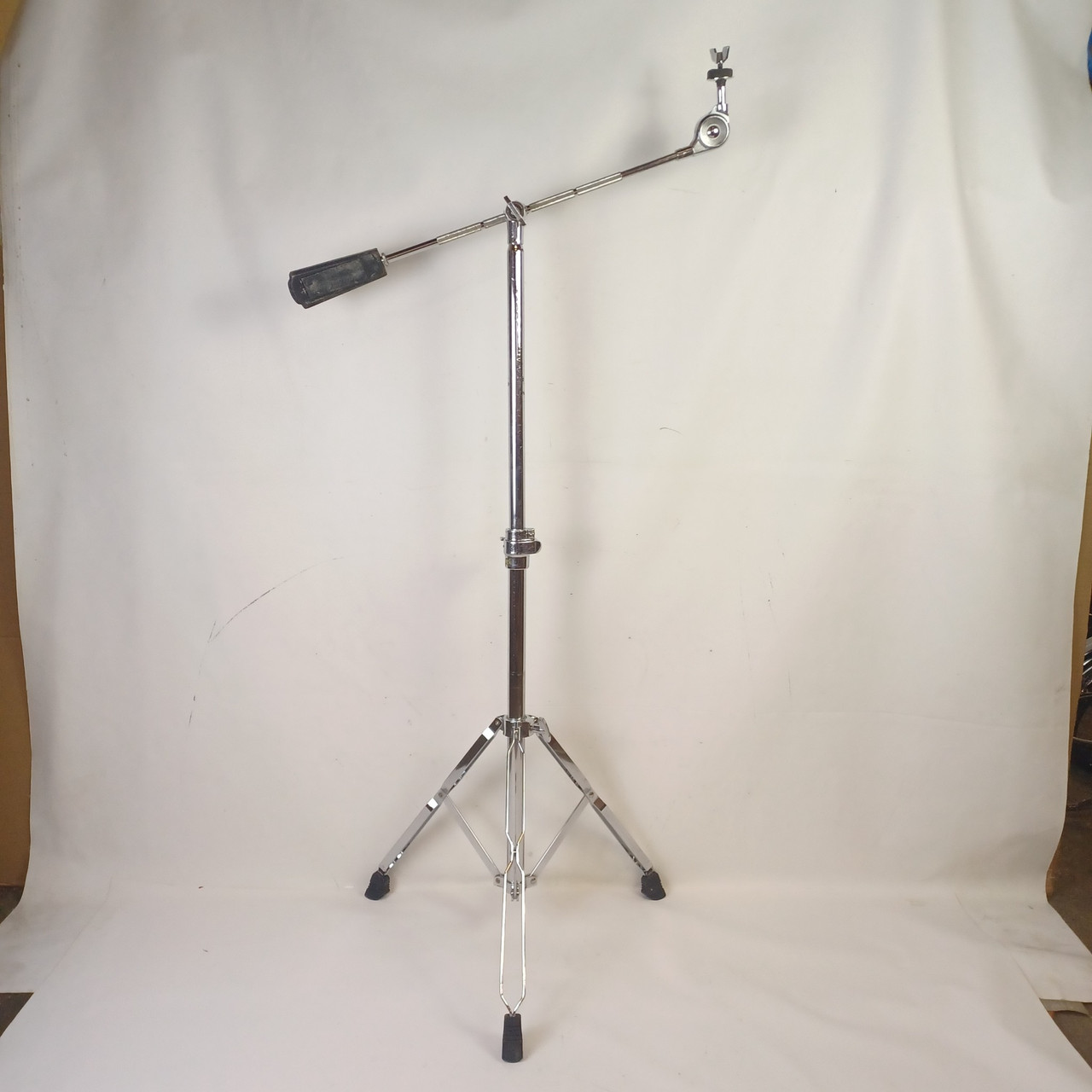 Pearl Weighted Boom Arm Cymbal Stand Double-Braced Tripod Chrome Vintage 70s Jpn — main photograph