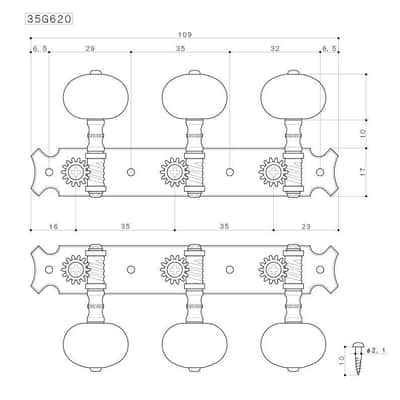 NEW Gotoh 35G620-1W Classical Guitar Tuning Machine Heads Set with Screws - GOLD image 4