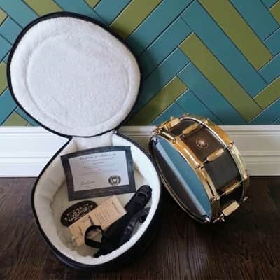 Ludwig LBR05514CX 110th Anniversary Heirloom Black Brass 5.5x14" 10-Lug Snare Drum with Brass-Plated Hardware 2019 - Brushed Black Brass image 3
