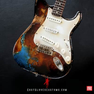 Fender Stratocaster Sunburst Paisley/Pelham Blue Heavy Relic by East Gloves Customs image 8