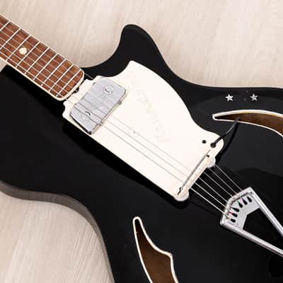 1960 Wandre Blue Jeans Vintage Aluminum Neck Hollowbody Guitar Black w/ Davoli Pickup, Case image 7