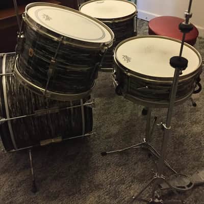 1966 Ludwig Black Oyster Pearl Club Date Drum Kit - w/matching Snare Drum RINGO! image 1