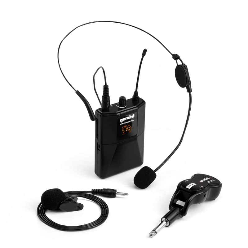 Gemini Sound Pro Audio GMU-HSL100 Plug and Sing Karaoke DJ Bluetooth Wireless UHF Band Headset/Lavalier Microphone with Cordless 1/4" Inch Jack Transmitter Adapter for Speakers image 1