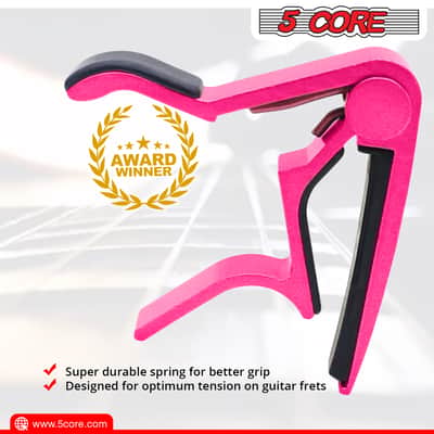 5 Core 6-String Guitar Capo Pink 2 Pack Guitar Accessory for Acoustic, Bass & Electric Guitars image 6