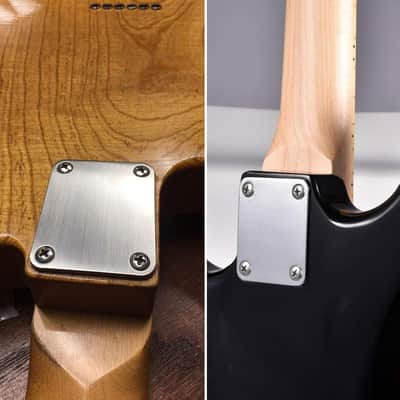 2 Pack Guitar Chrome Neck Plates with Screws for Electric Guitars, Strat Tele Style Guitar Cigar Box Guitar Parts Repair Replace image 2