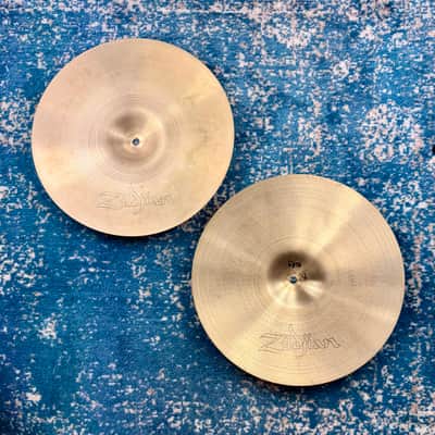 14” PAPER THIN 1960s EARLY Zildjian A NEW BEAT Hihats 781g 894g image 8