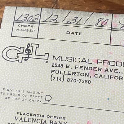 1980 G&L Payroll check signed George Fullerton image 2