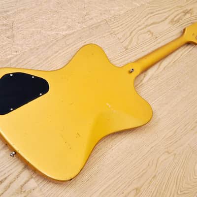 1980s Burny FB-85 F-Bird III Vintage Electric Guitar Gold Mist Poly P-90s, Japan image 14