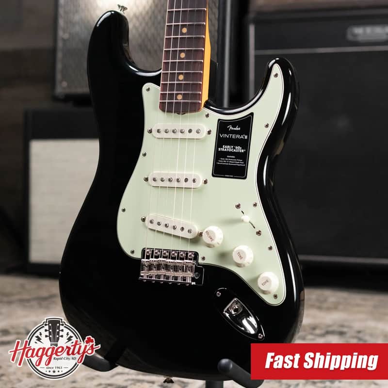 Fender Vintera III Early '60s Stratocaster Electric Guitar - Black with Gig Bag image 1