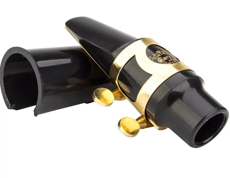 Alto Saxophone Mouthpiece Kit – Gold with Ligature, Reed, and Plastic Cap image 1