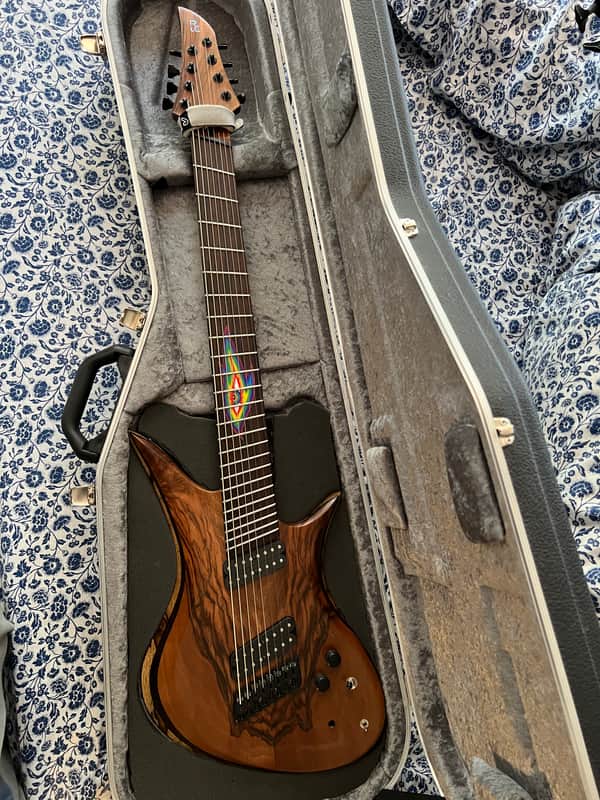 One of a kind 2018 RLG Red Layer Guitars Custom made in Amsterdam Multi-scale 27.7”-29.4” Juggernaut Baritone 8 string graphtech ghost Piezo saddles/preamp Lundgren M8 Alex Grey Inspired Inlay Hiscox Tool Djent Meshuggah image 1