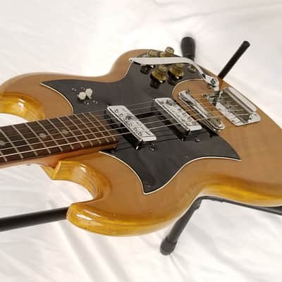 Killer Player! Vintage Japanese MIJ 1970s Lyle SG Electric Guitar, Natural, Original Case! image 3
